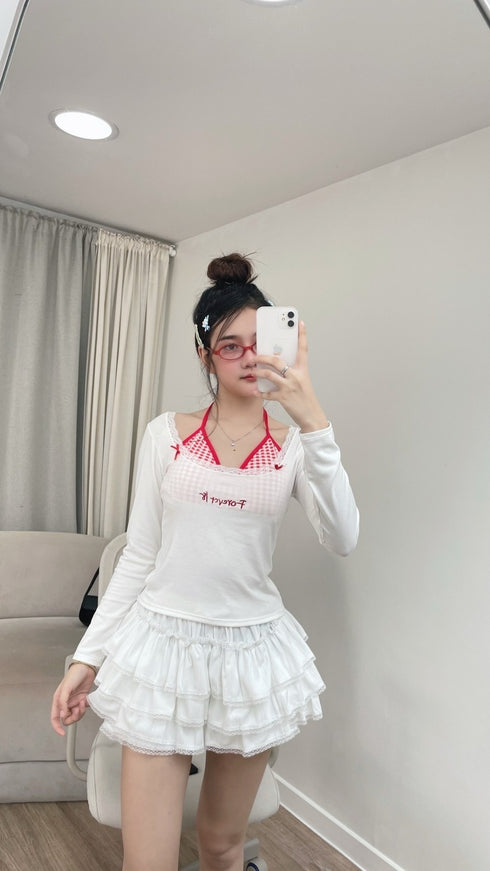 Women Stylist Halter Neck Bralettes Round Neck Long Sleeves Tops